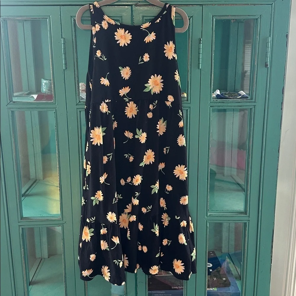Old Navy Black Dress with Yellow Floral Accents